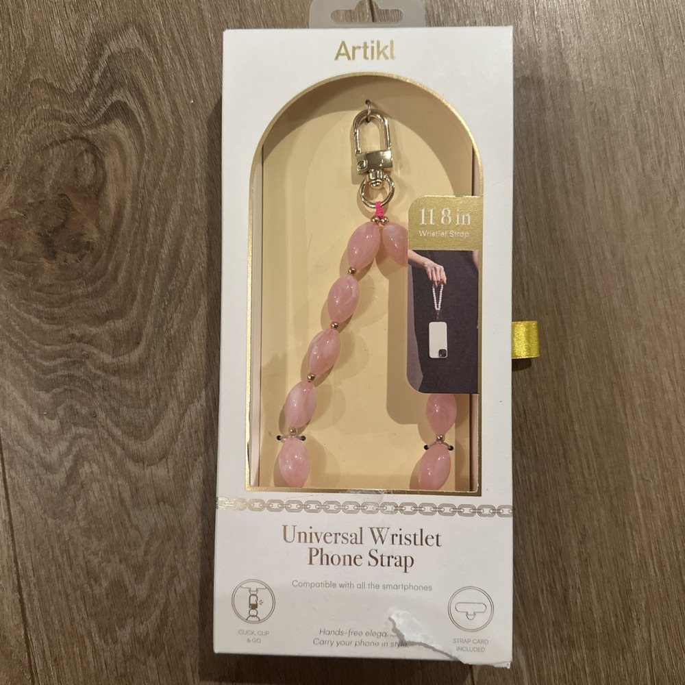 Artikl Universal‎ Wristlet Phone Strap Pink and Gold Design 11.8 Inch Strap NEW